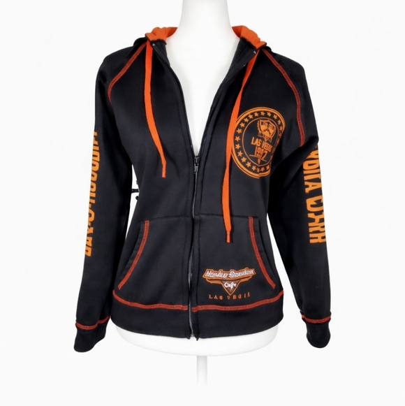 Harley-Davidson Jackets & Blazers - Vintage Y2k Harley Davidson Medium Full Zip Up Hoodie Las Vegas 1997  Bikecore